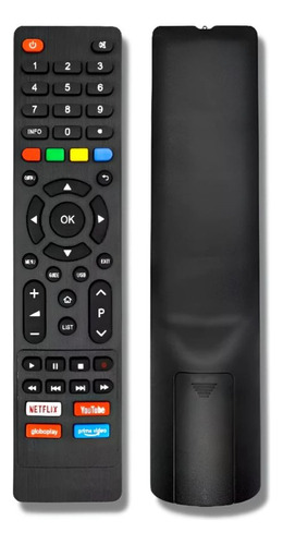 Controle Remoto Smart Tv Televisão Universal Compatível Philco C/pilha Botão Atalhos Netflix Globoplay Youtube Primevideo