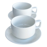 Juego Set X 6 Tazas Y Plato De Porcelana Desayuno 250cc