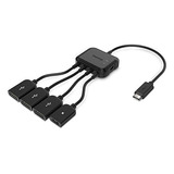 Adaptador Micro Usb Tusita Con Alimentación, 3 Puertos De Ca