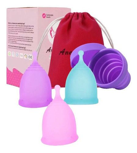 X3 Copas Menstrual Fda Certificadas 3 Vasos + 3 Bolsas