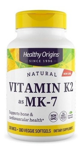 Vitamina K2 Mk7 Healthy Origins 180 Caps 100mcg Original