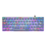 Teclado Gamer Nisuta Nskbgz61 Qwerty Outemu Brown Español España Color Blanco Con Luz Rgb