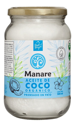 Aceite De Coco Orgánico Manare 500ml
