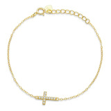 Pulsera Brazalete Cruz Cristo En Plata 925 Chapado En Oro