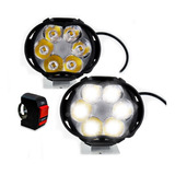 Par Faro 6 Led Ovalo Luz Fija Y Estrobo Con Switch Moto