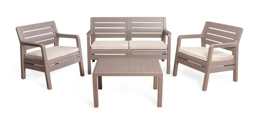 Set De Living Jardin Exterior Paris Indar Mesa + 3 Sillones 