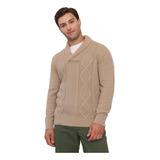 Sweater Hombre Cuello Shawl Color Beige Corona