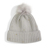 Badgley Mischka Jacquard Beanie Gris Jaspeado Talla Única