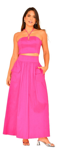 Conjunto En Tela Tafeta Marca Colors Ref 1153181 Fucsia