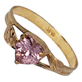 Anillo De Oro 18k Cintillo Corazón 1.2 Gr P/rosa Cls