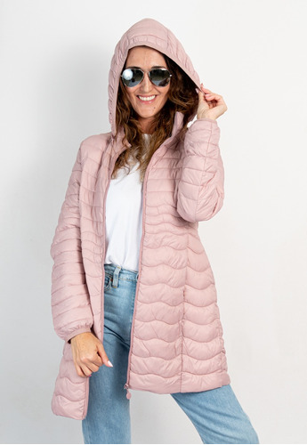 Campera Mujer Abrigo Larga Importada Capucha Y Bolsita