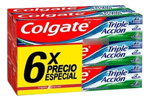 Pasta De Dientes Colgate Triple Acción 50gr Pack 6 Unidades