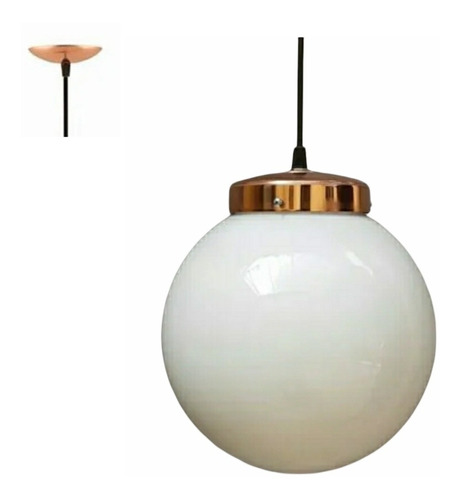 Lampara Colgante Globo Bocha Esfera Vidrio Opal Ø18 Cobre