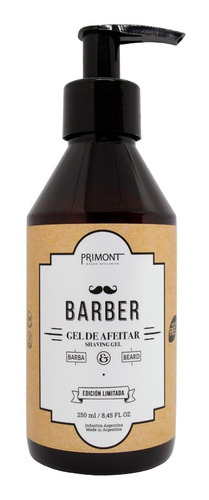 Primont Barber Gel De Afeitar Barbería Vegano Barba X 250ml 