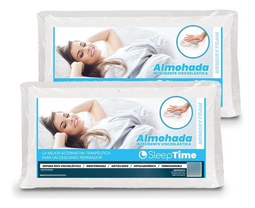 Combo X2 Almohadas Inteligentes Sleeptime 85x40 Con Funda