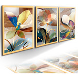 Quadros Decorativos Grande Trio Floral Cores Arte Atual Flor