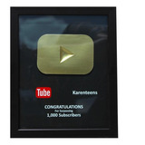 Placa De Youtube | Botón De Oro | Totalmente Personalizada