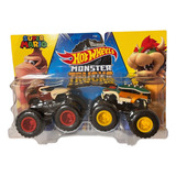 Super Mario Bowser Vehículo Hot Wheels Monstertrucks 2 Pz