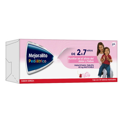Paracetamol 80g Masticable Mejoralito Uso Infantil para Fiebre y Dolores 30 tabletas | MercadoLibre