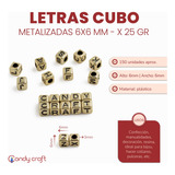 Letras Cubo 6x6mm 150u Metalizadas X 25gr Bijou Pulseras