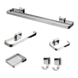 Kit Acessórios Banheiro Luxo 6 Peças Duplo Saboneteira Inox