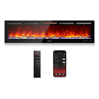 Chimenea Eléctrica Wifi 182.88cm 144colores Sonido De Leños Negro | MercadoLibre