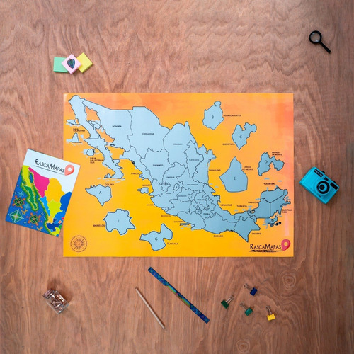 Rasca Mapa De México Dividido En Estados Con Ilustraciones