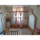 Cama Montessori Individual Infantil Color Madera De Pino