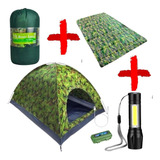 Kit Barraca Camping 3 Lugares + Colchonete Casa + Lanterna