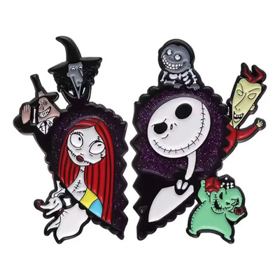Set De 2 Pines Jack Y Sally El Extraño Mundo De Jack Corazo Negro Extraño Mundo De Jack Y Sally