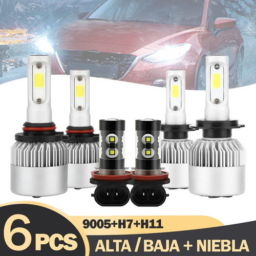 X Luz Alta/baja/niebla Kit Faros Led 8000lm Para Mazda