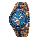 Bobo Bird Mens Relojes De Madera De Cuarzo Acero Inoxidable 