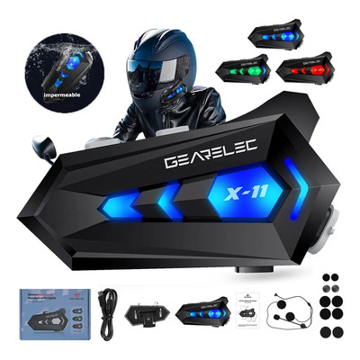 Audífonos Para Casco De Motos GEARELEC X-11 Bluetooth 5.3 Ip67 Impermeable Asistente de voz para navegación GPS y llamadas manos libres Con Iluminación Lámpara LED De Tres Colores | MercadoLibre