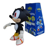 Boneco Sonic Preto Vinil Articulado 23cm Fica Em Pé 