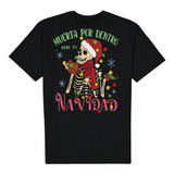 Camiseta Navideña- Playera De Calavera Navidad- Antes Muerta