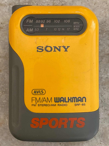 Walkman Sony Sport Amarelo Portátil Rádio Antigo Usado