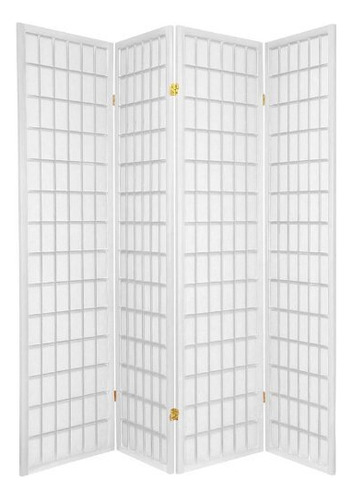 Biombo Shoji De 4 Paneles, Color Blanco, 71 Pulgadas De