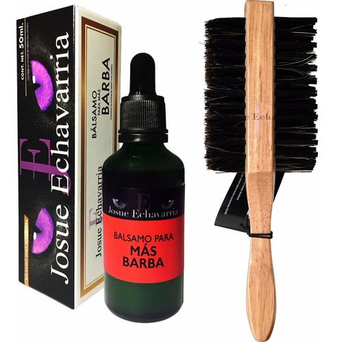 Kit Loción Crecimiento De Barba Y Cepillo Doble Madera