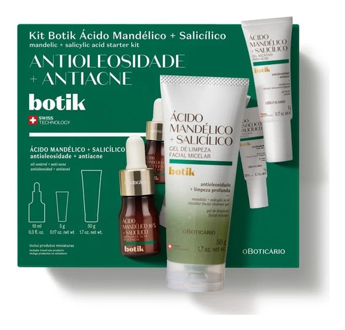 Kit Botik Ácido Mandélico + Salicílico: Com 3 Produtos