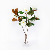 Rama De Magnolias Blancas/70 Cm/planta Artificial/set De 3 