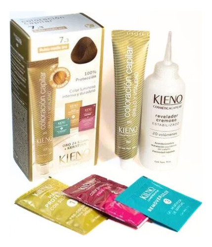 Kit Coloracion Capilar Oro 24k + Keratina Tintura Kleno