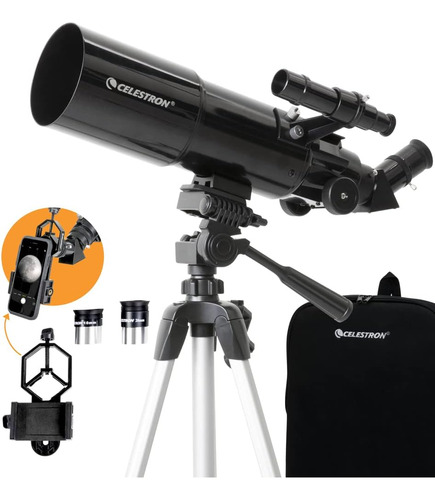 Celestron - Visor De Viaje De 80 Mm - Refractor Portátil Tel