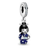 Charm Pandora Colgante Japonesa Con Quimono Azul