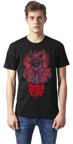 Camiseta Negra Gato Totem Todas Las Tallas Necronomicón