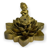 Incensário Cascata Flor De Lotus Buda Sonhador Dourado 7 Cm