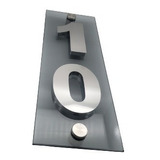 2 Números Residencial Inox Em Placa De Vidro Temperado Luxo