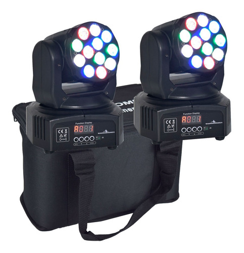 Set 2 Cabeza Movil Rgbw 12 Led 5 W Wash Robotica Con Bolsa