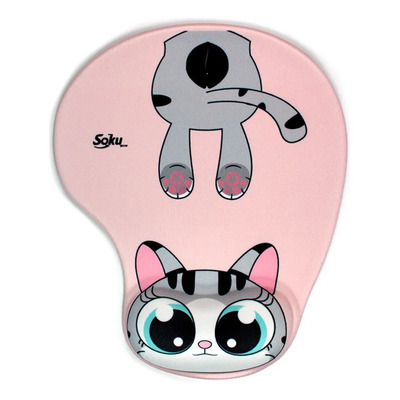Tapete Para Raton De Gel Ergonomico Caricaturas Gatos Kawaii Color Gatita Gris