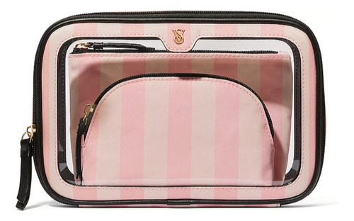 Victoria's Secret Kit 3 Necessaire Modelo Iconic Stripes 