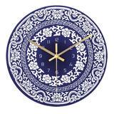 Reloj De Pared Azul Cristal Sin Marco Silencioso Reloj Cuarz